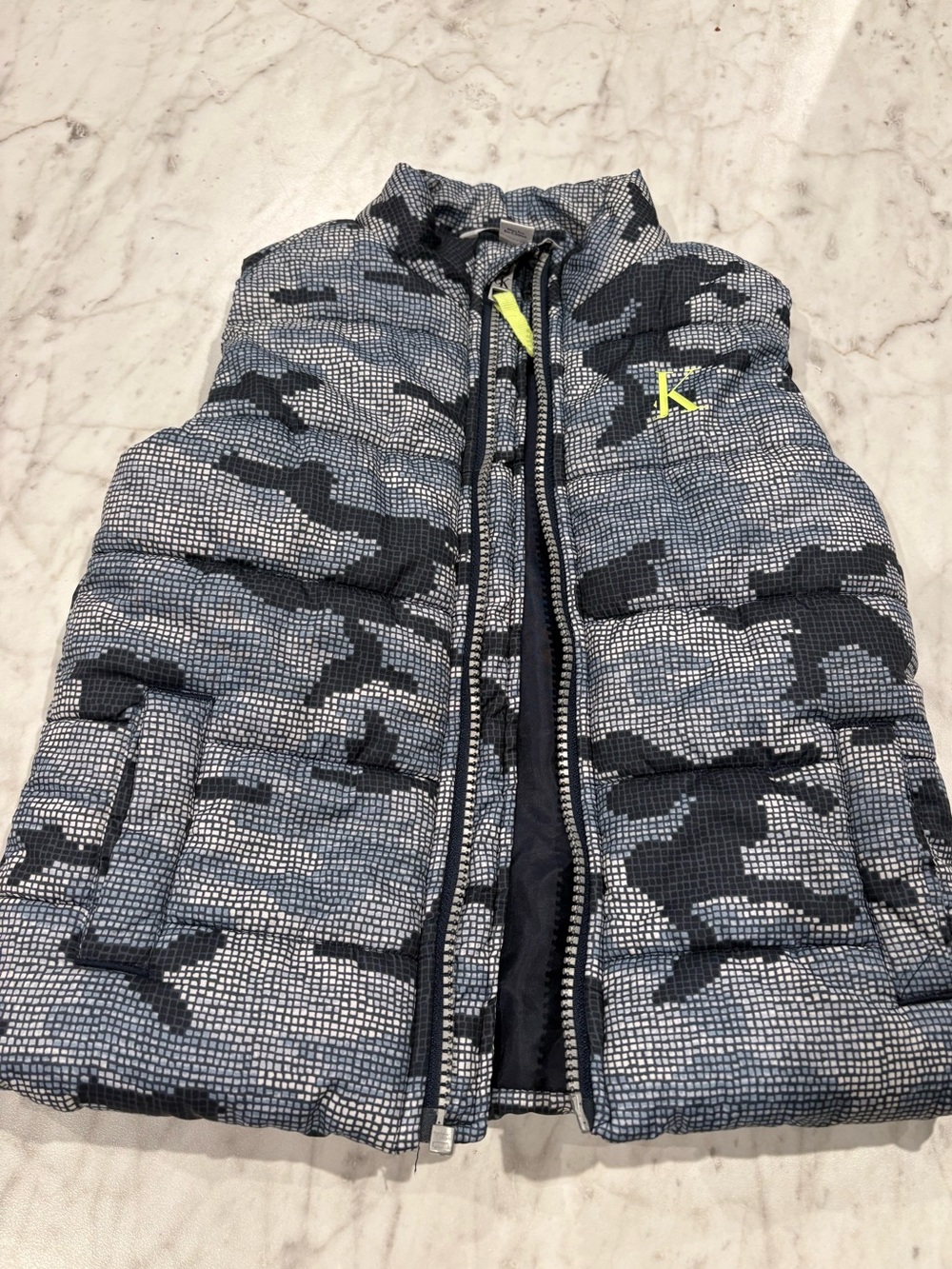 Calvin Klein Jeans Kids Blue & Black Camo Quilted Puffer Vest- 2T